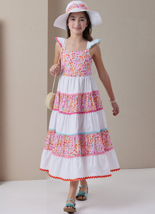Butterick Girls' Dress and Hat B7051