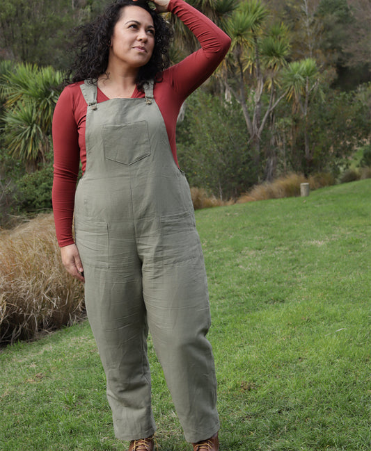 Below the Kōwhai Tipa Dungarees