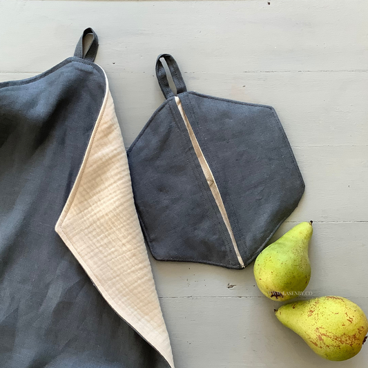 Lasenby Foxglove Oven Mitt and Hand Towel - Printed copy shop (+£5.00)