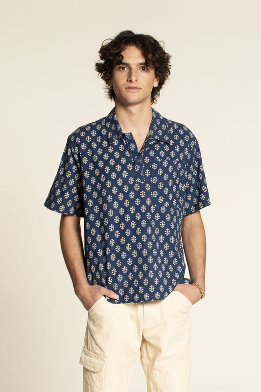 Wardrobe by Me Men's Woven Polo Shirt