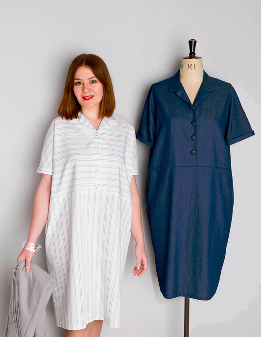 The Maker's Atelier Flip Collar Shirt Dress - Printed copy shop (+£7.00)
