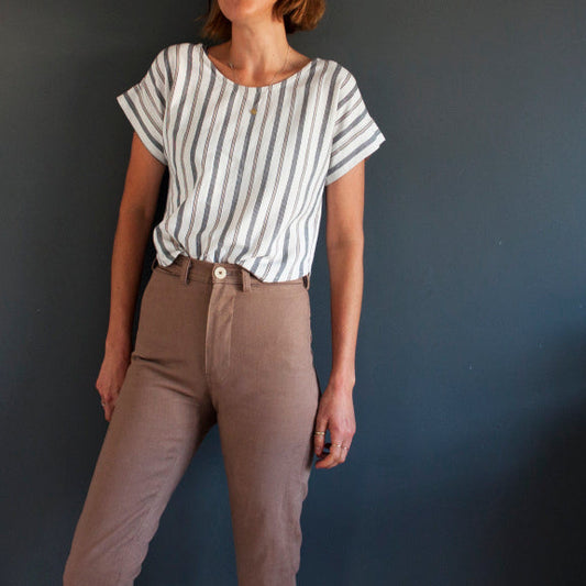 French Navy Bowery Top - Printed copy shop (+£5.00)